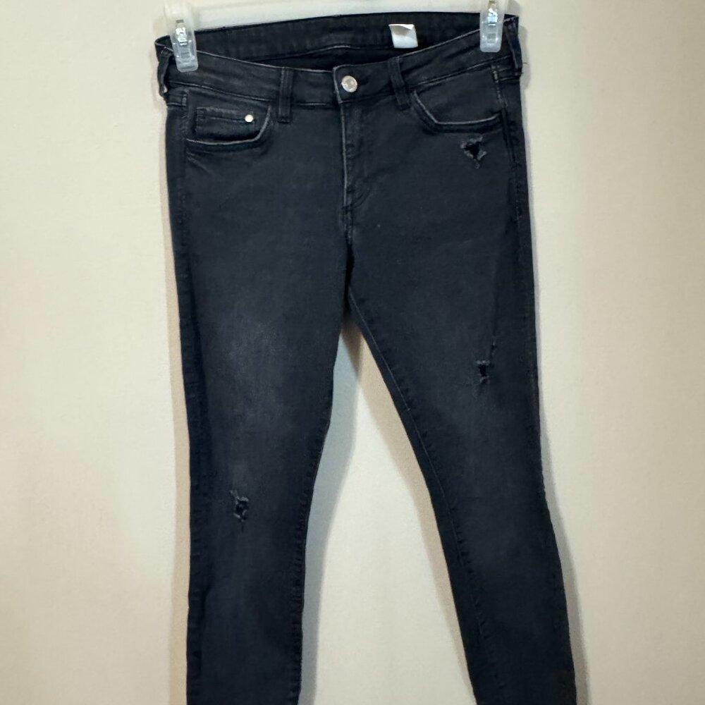 272 Black Super Skinny Distressed Jeans | Low-Rise Stretch Denim